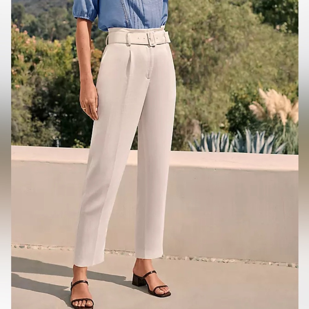 NWOT Ann Taylor The Belted Taper Pant‎ In Cream 602123 Size 16